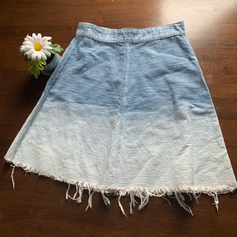 All saints Jina Ombré Blue Frayed Hem Skirt Sz 6